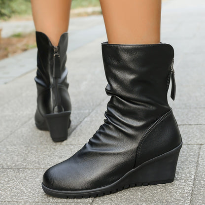 Bottines Rétro à Talon Compensé – Intérieur Fourré