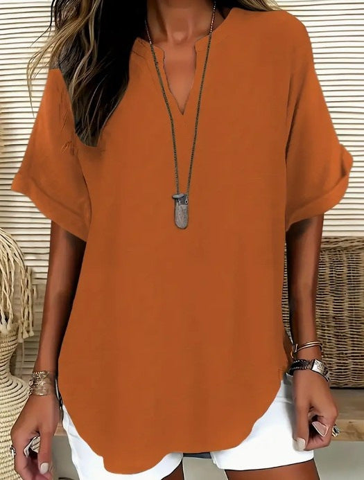 Blouse Élégante Col V & Coupe Fluide