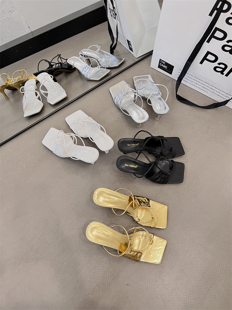 Sandales à Talons Aiguilles avec Bout Repliable