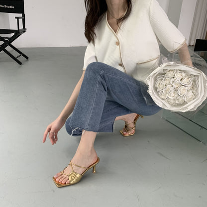 Sandales à Talons Aiguilles avec Bout Repliable