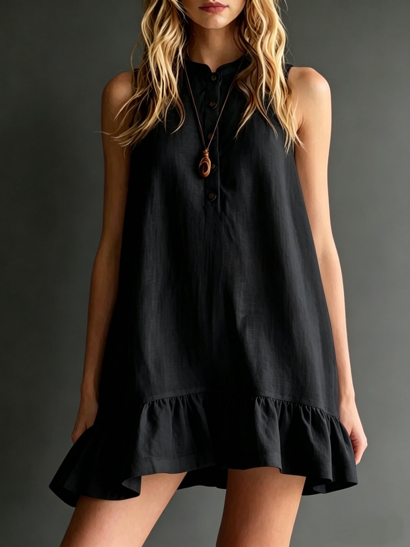Robe Sans Manches à Volants Élégance Naturelle