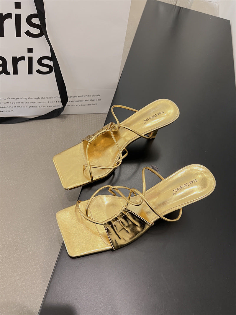 Sandales à Talons Aiguilles avec Bout Repliable