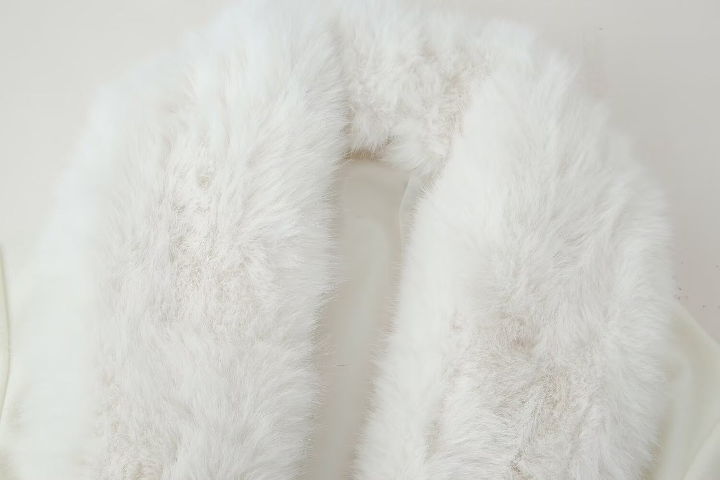 Manteau long chaud uni - col fourrure