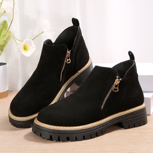 Bottines Femme en Suédine à Zip Latéral