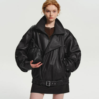 Veste en cuir  doublée en polaire