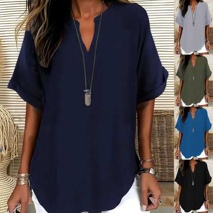 Blouse Élégante Col V & Coupe Fluide