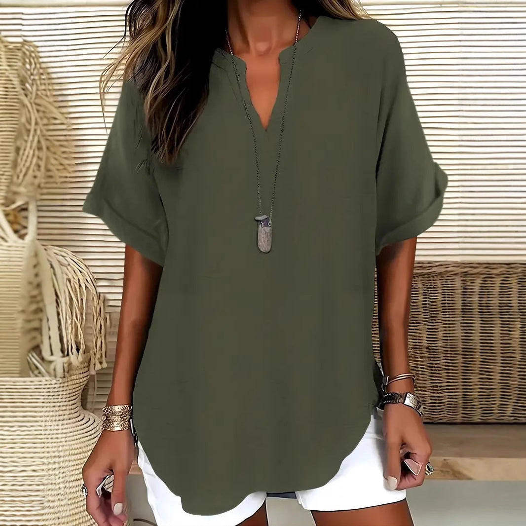 Blouse Élégante Col V & Coupe Fluide
