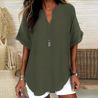 Blouse Élégante Col V & Coupe Fluide