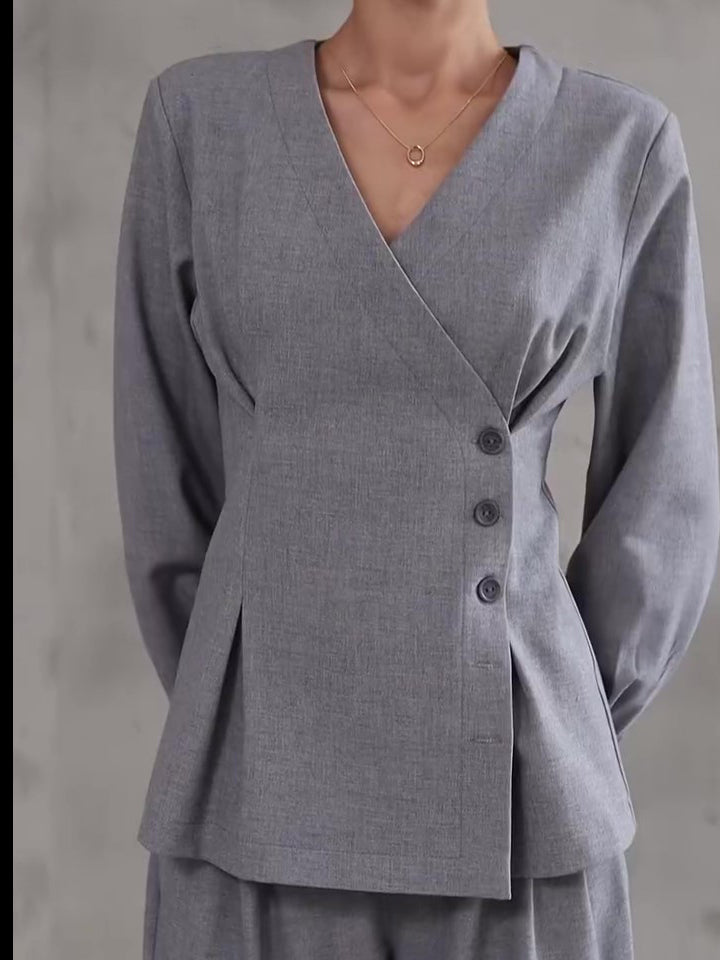 Ensemble haut asymétrique à col en V