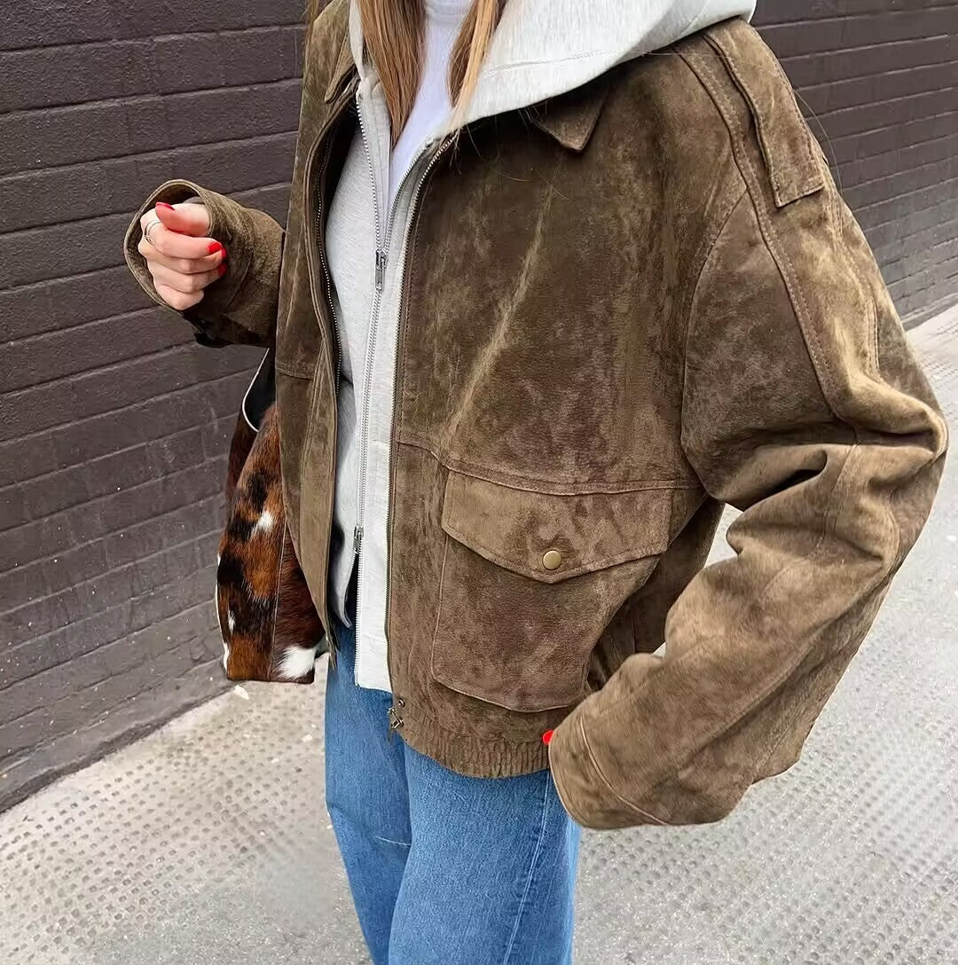 Veste tendance et décontractée en daim