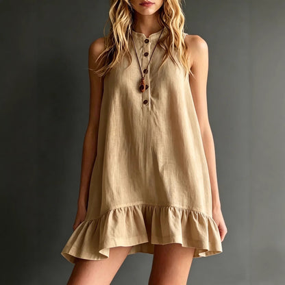 Robe Sans Manches à Volants Élégance Naturelle