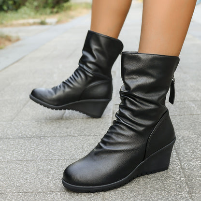 Bottines Rétro à Talon Compensé – Intérieur Fourré