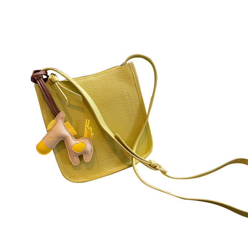 Sac en Cuir Véritable à Motif Litchi, Grande Capacité