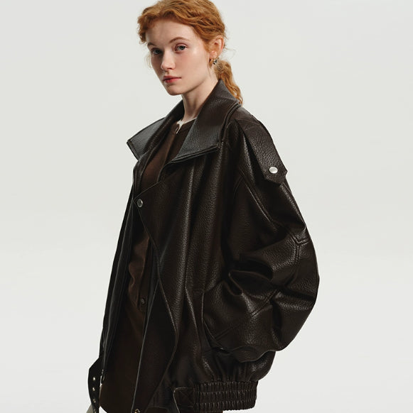 Veste en cuir  doublée en polaire