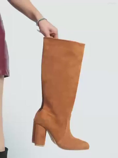 Bottes Hautes en Daim à Talons – Femme